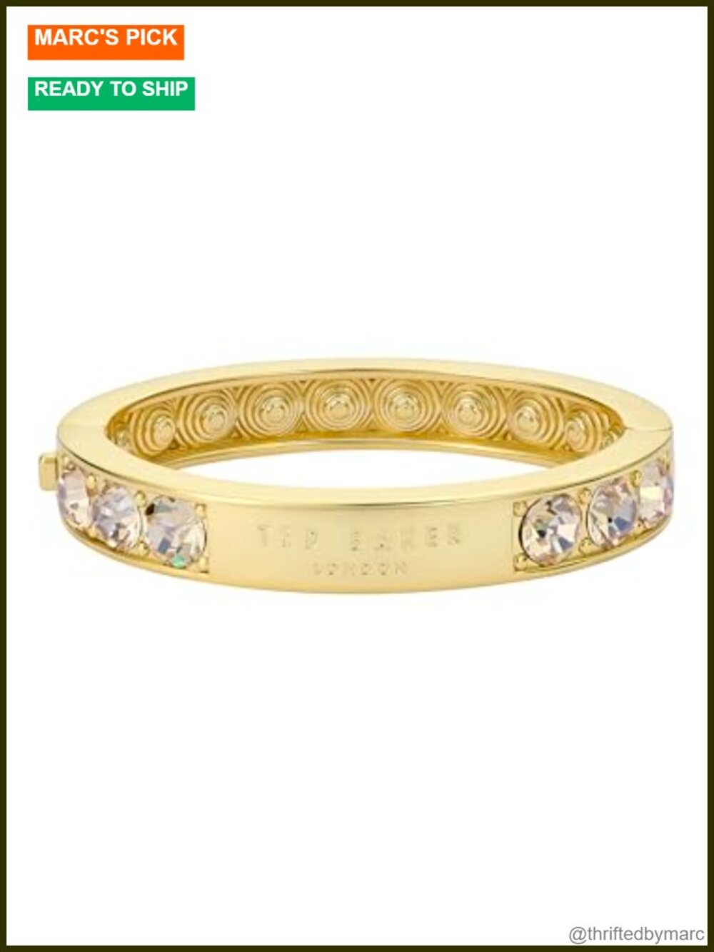 Ted Baker Rosie Crystal Hinged Bangle Bracelet Gold-Tone Plated